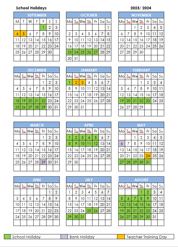 Term Dates 2023 - 2024